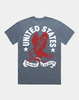 4th of July USA Eagle Faded Indigo T-shirt