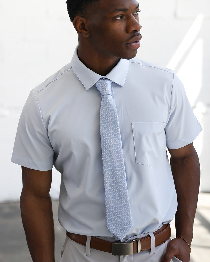 Elite Silk Tie T Pattern Light Blue - Blue
