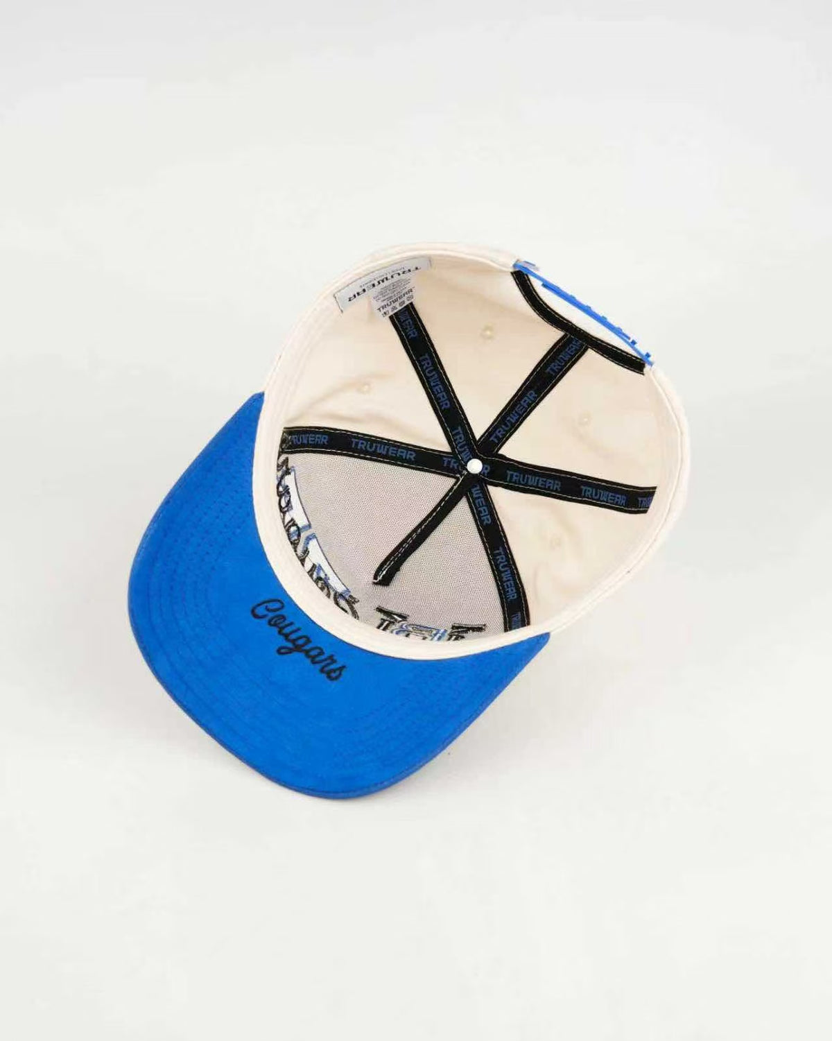 BYU Fade Hat Natural Royal Brim 2 Logo BYU – inside view