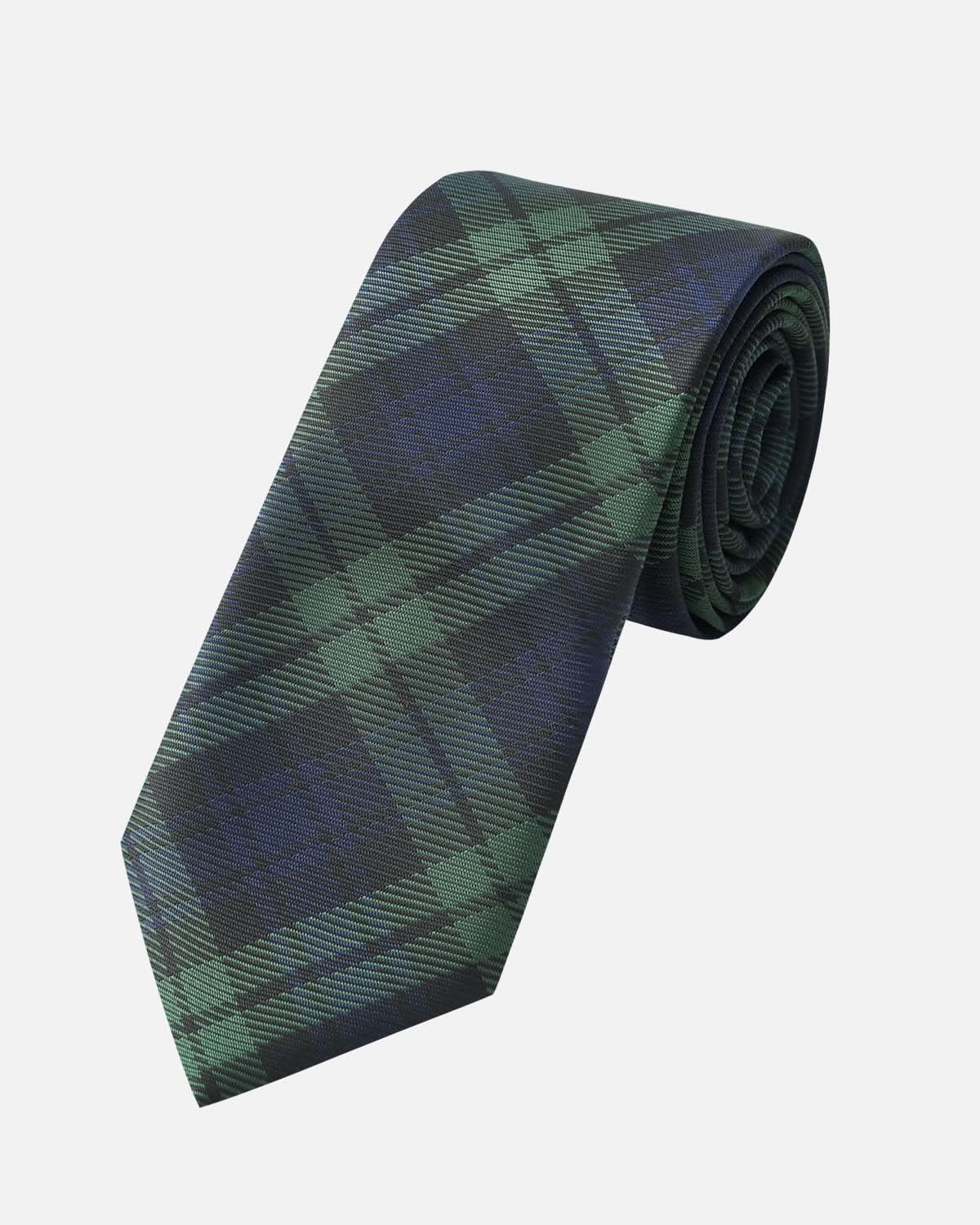 Immortal Green & Navy Plaid Tie - Green &