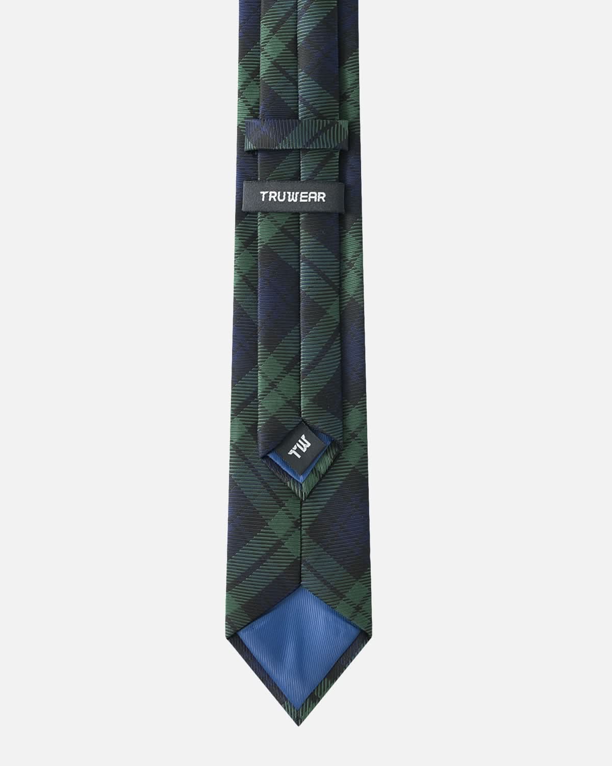 Immortal Green & Navy Plaid Tie - Green &