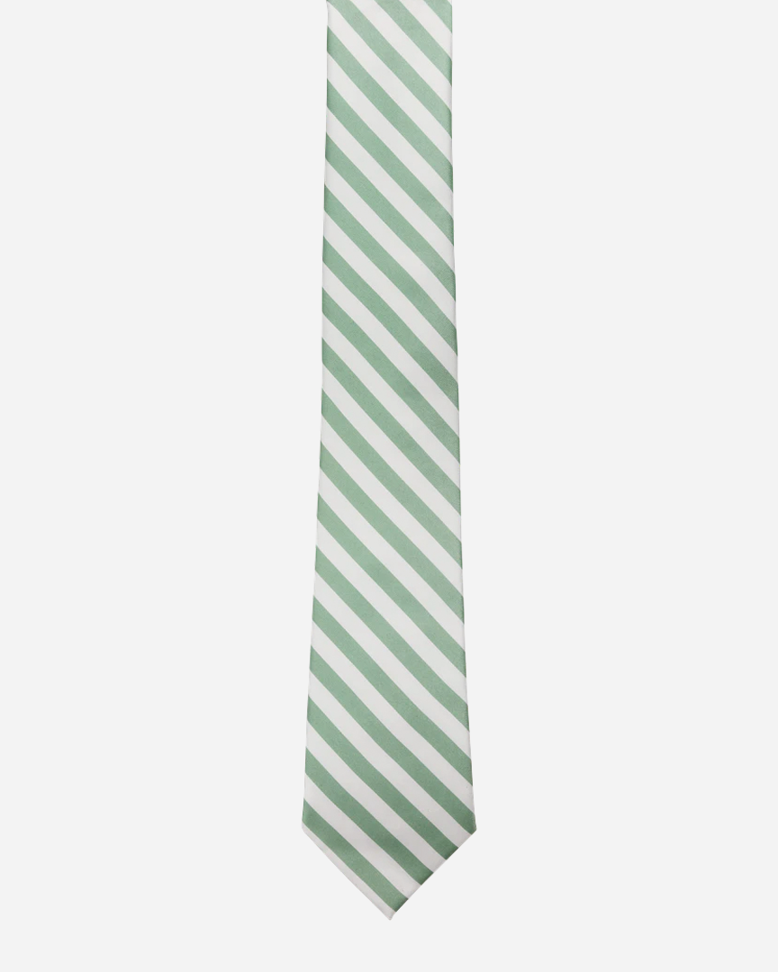 Immortal Green & White Striped Dress Tie - Green &