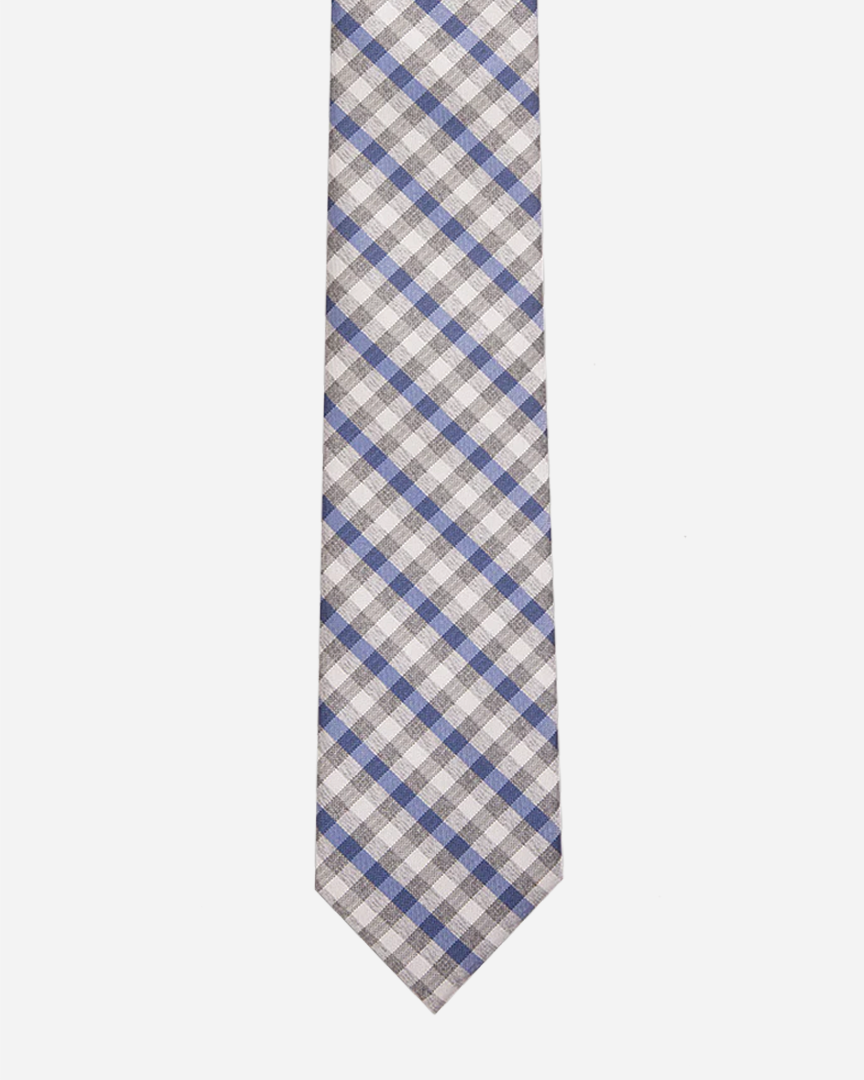 Immortal Royal Blue & Grey Checkered Dress Tie - Blue &