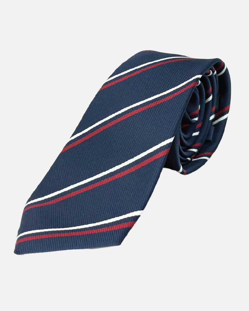 Immortal Navy & Red Striped Dress Tie - Navy &
