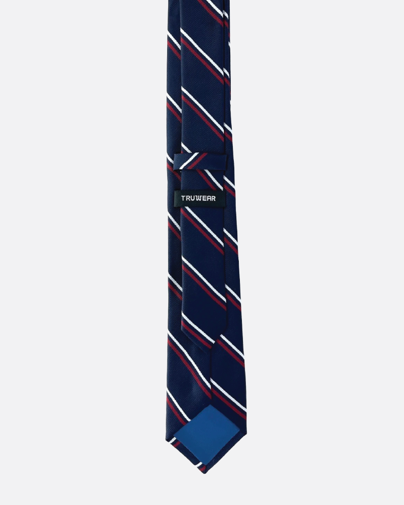 Immortal Navy &amp; Red Striped Dress Tie