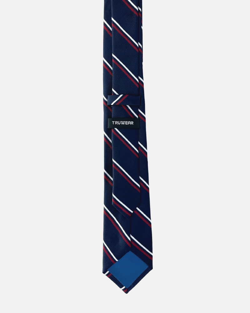 Immortal Navy & Red Striped Dress Tie - Navy &