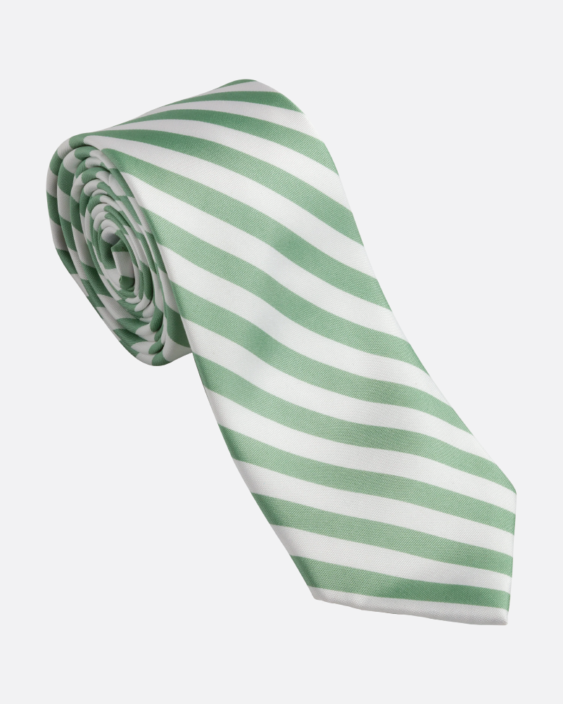 Immortal Green &amp; White Striped Dress Tie