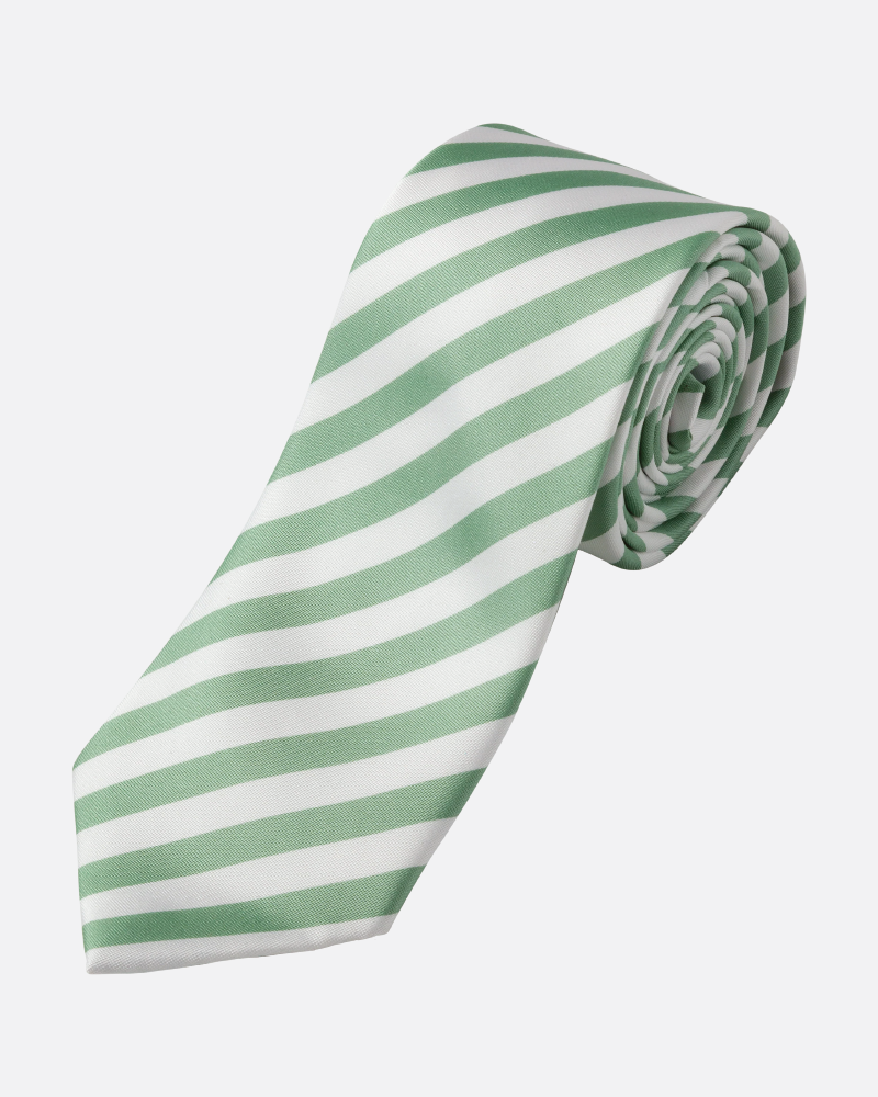 Immortal Green & White Striped Dress Tie - Green &