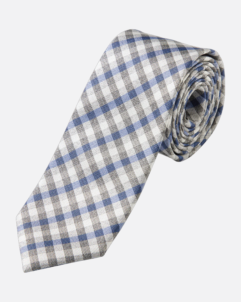 Immortal Royal Blue & Grey Checkered Dress Tie - Blue &
