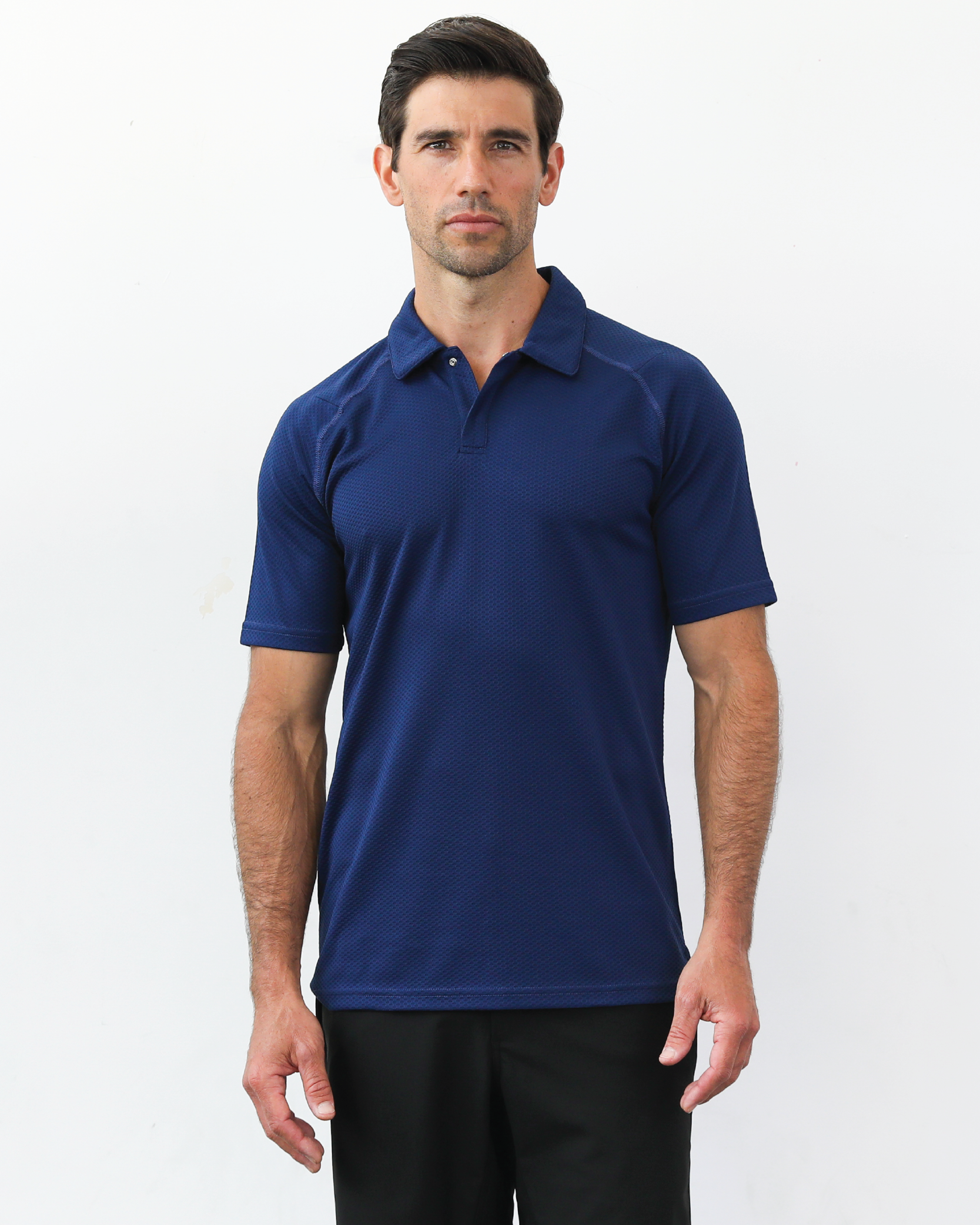 Kubic Lifestyle Navy Golf Polo - Front View