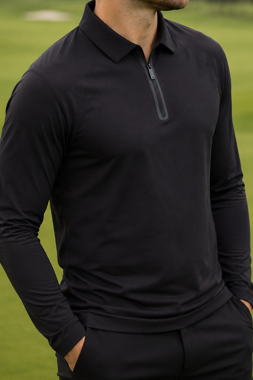 Legacy Long Sleeve Black Polo