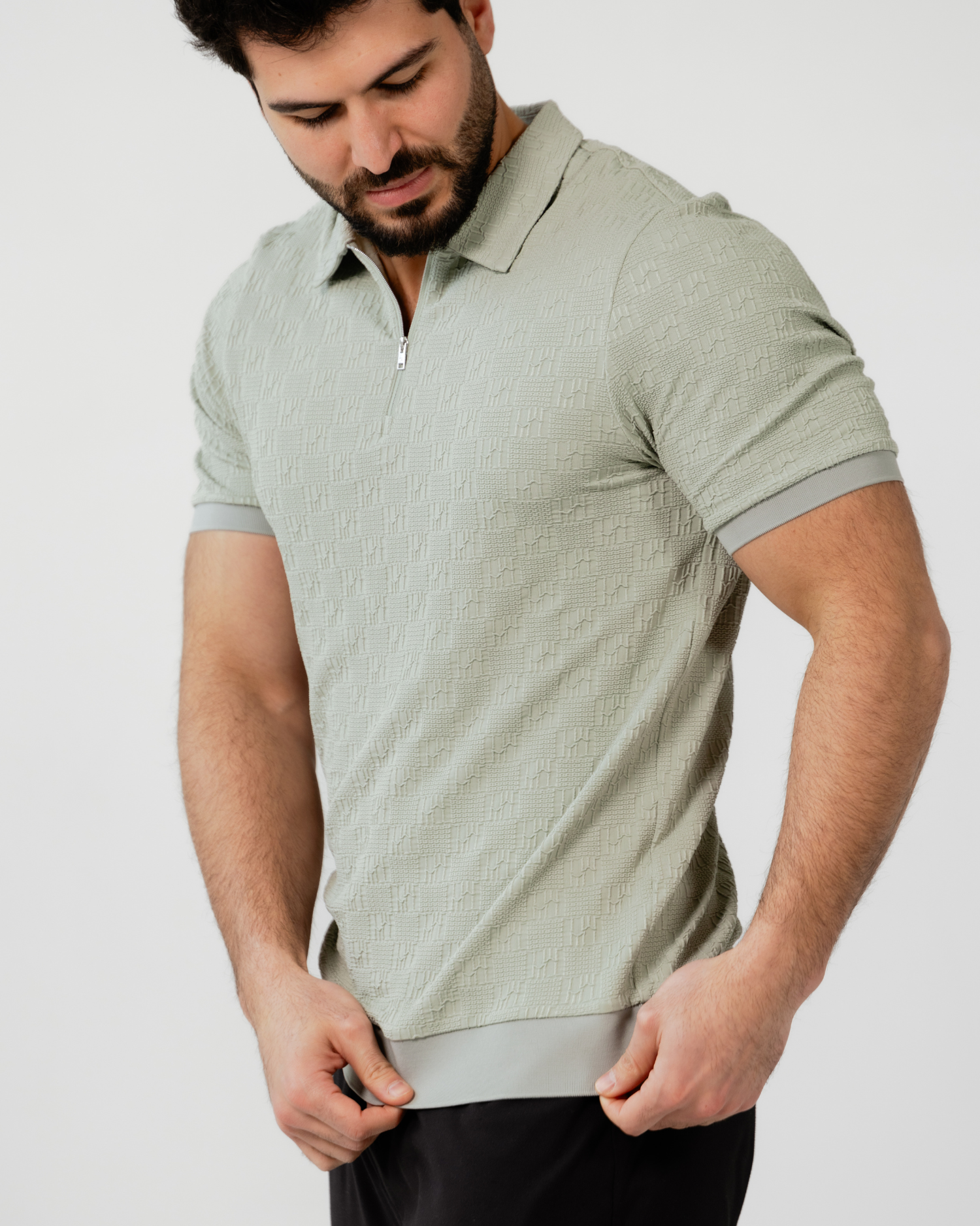 TRUWEAR Titan Zip Polo – Slate Green | Stretch Performance Golf Polo TRUWEAR Titan Zip Polo – Slate Green | Stretch Performance Golf Polo
