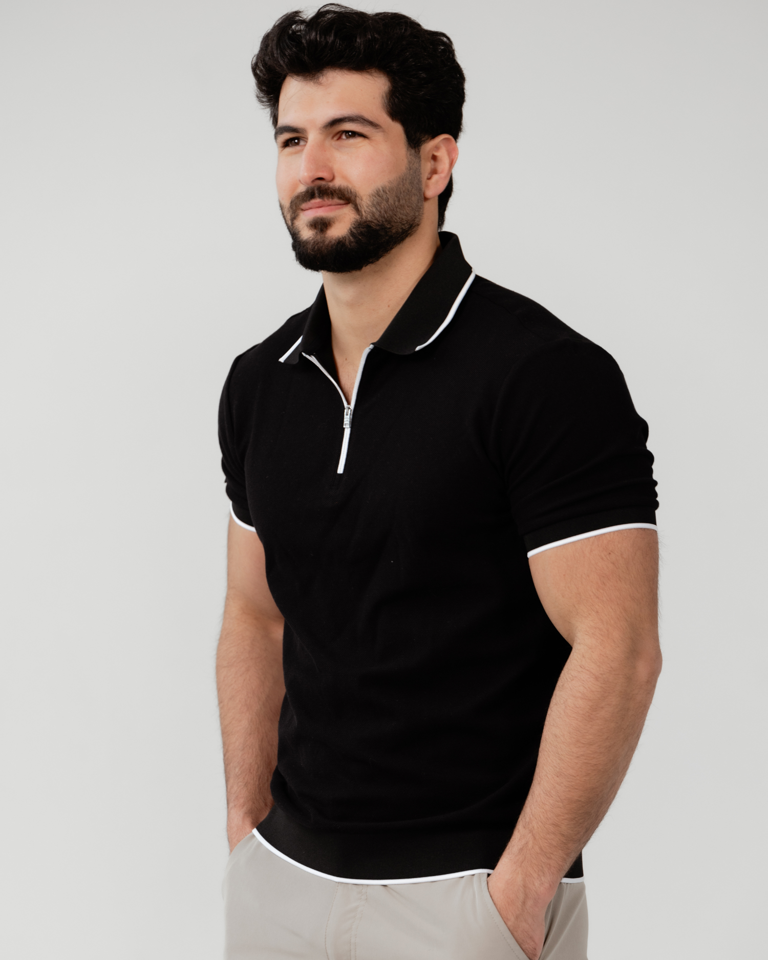 TRUWEAR Vanguard Zip Polo – Black | Performance Golf Polo TRUWEAR Vanguard Zip Polo – Black | Performance Golf Polo