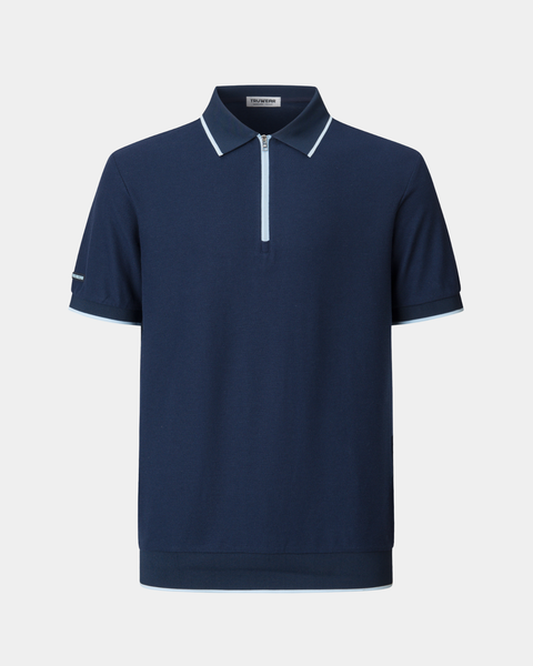 TRUWEAR Vanguard Zip Polo – Navy | Performance Golf Polo