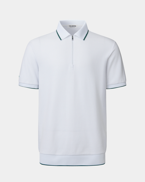TRUWEAR Vanguard Zip Polo – White | Performance Golf Polo