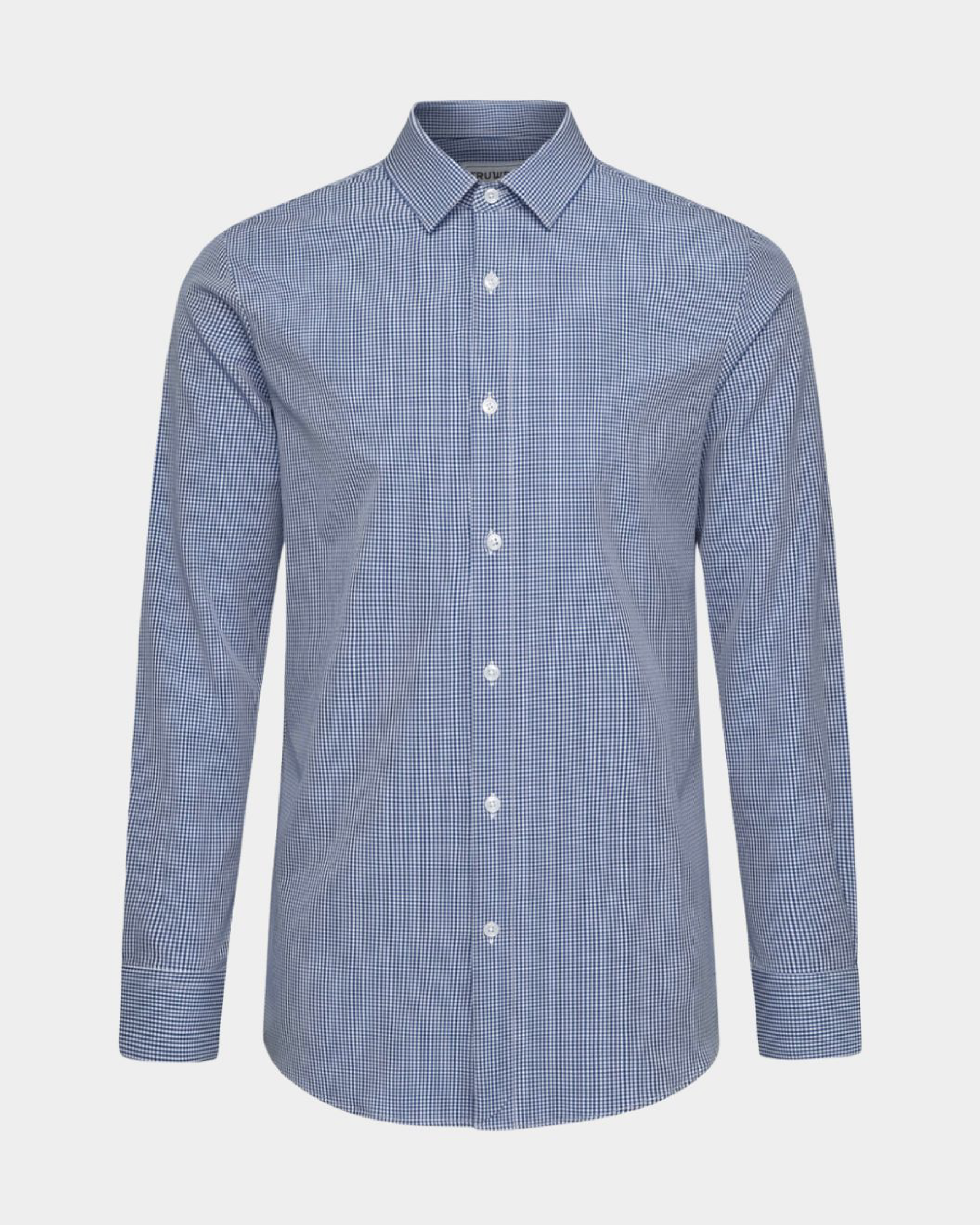 navy blue plaid dress shirt Non-Iron Cotton Plaid Dress Shirt With Contrast Trim