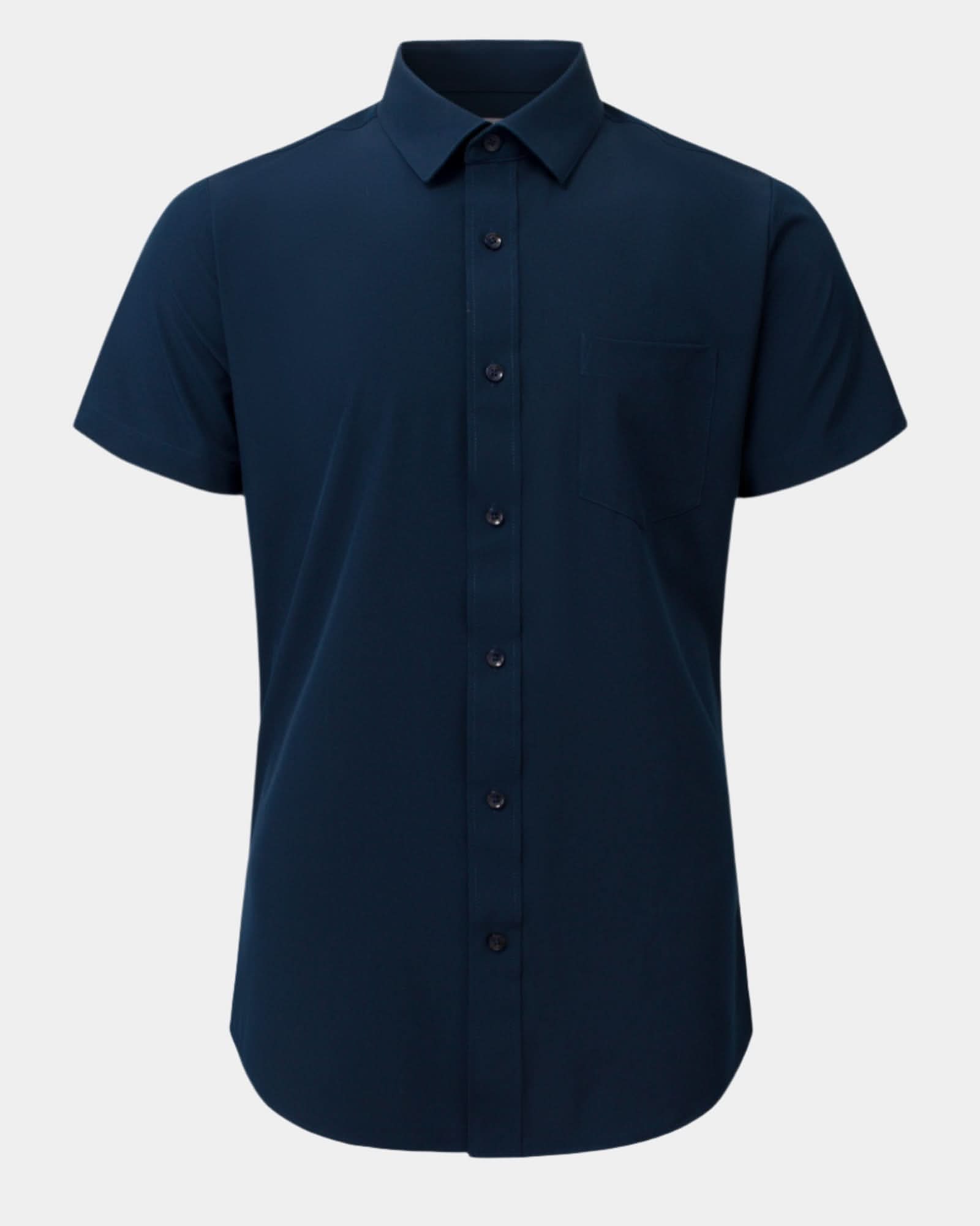 Phenom Classic True Navy Short Sleeve Dress Shirt - Navy