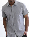Phenom Classic Black Plaid Short Sleeve Dress Shirt - Black