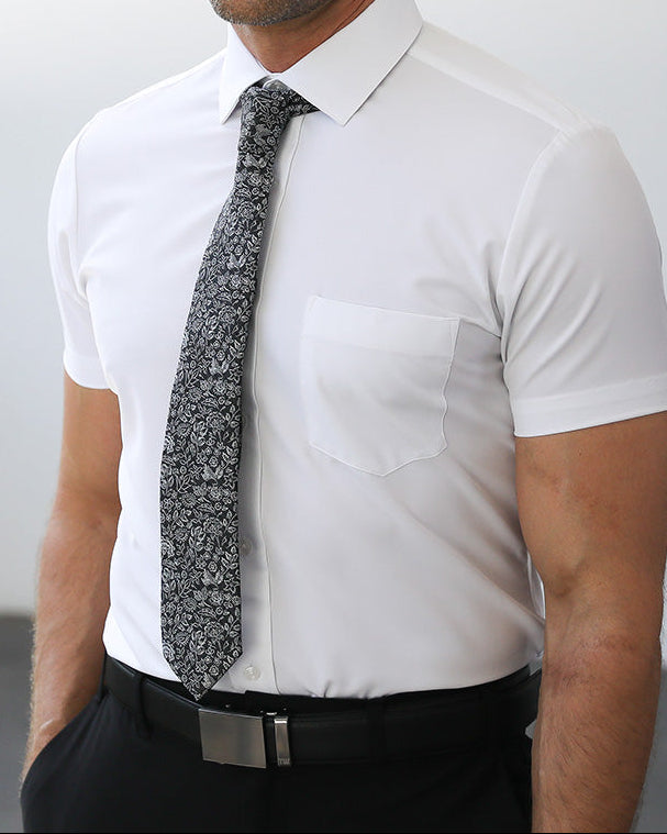 Phenom Classic White Short Sleeve Dress Shirt - White