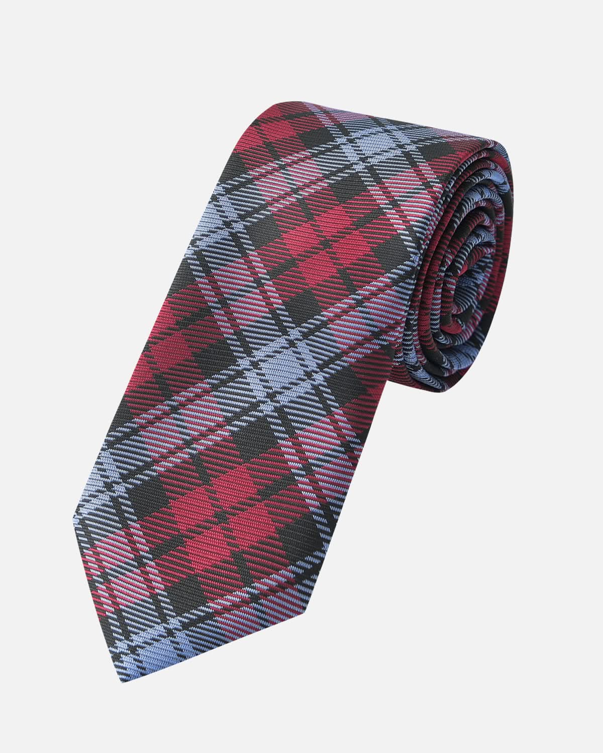 Immortal Blue Red & Black Plaid Tie - Red &