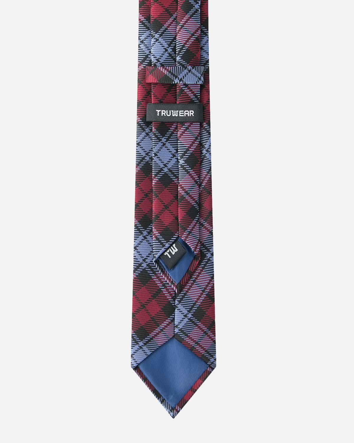 Immortal Blue Red & Black Plaid Tie - Red &