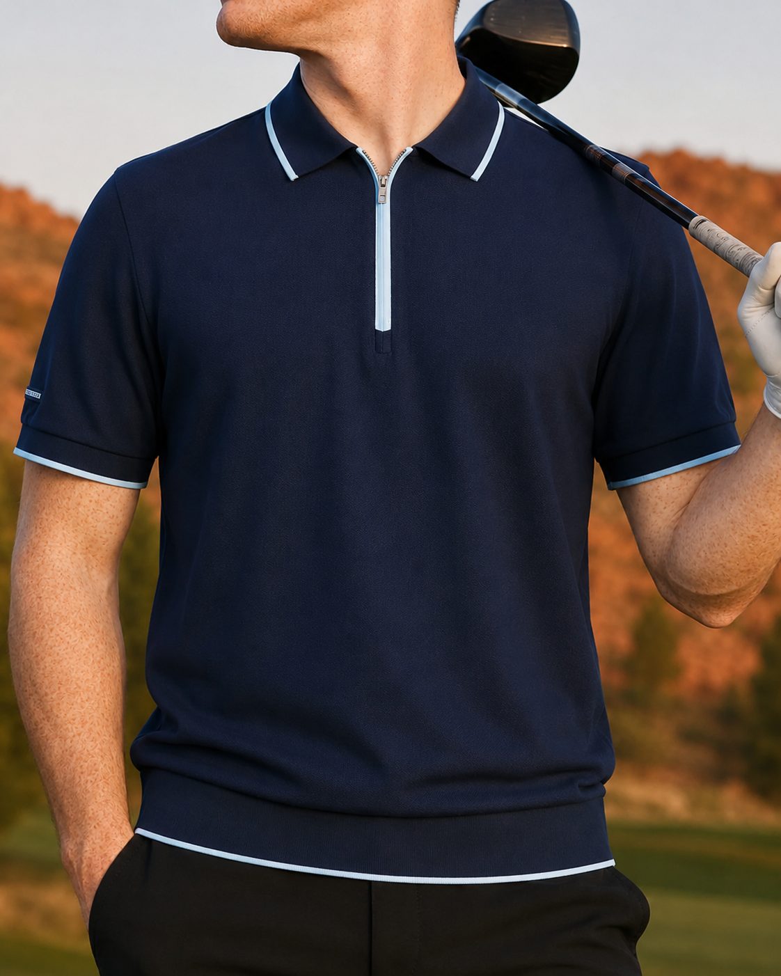 Vanguard Zip Polo Navy - Navy