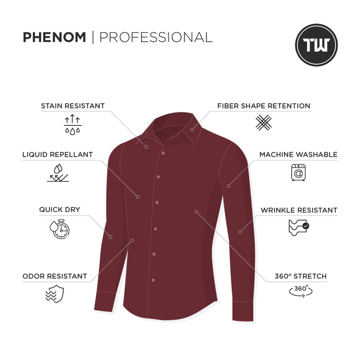 Phenom Professional Maroon Long Sleeve Dress Shirt