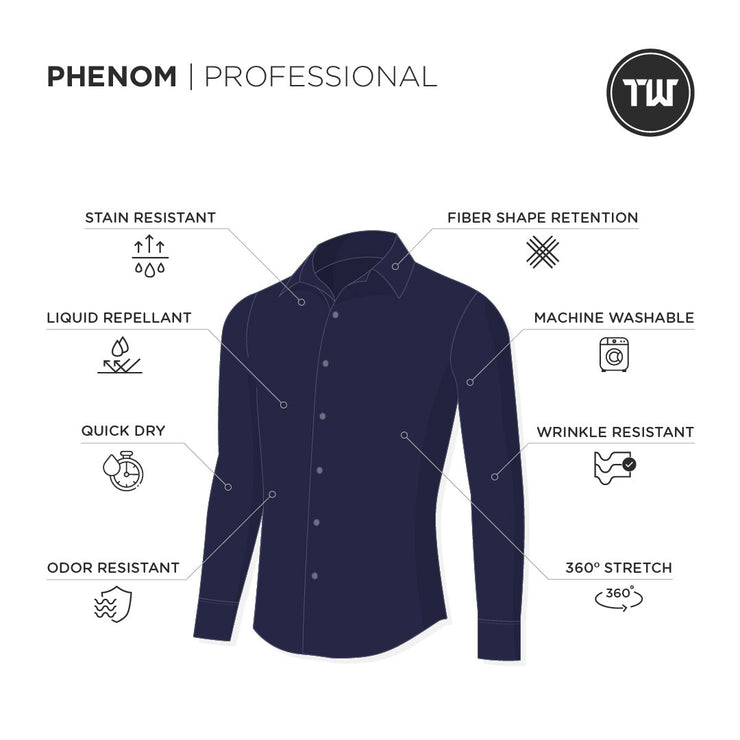 Phenom Professional Navy Blue Long Sleeve Dress Shirt