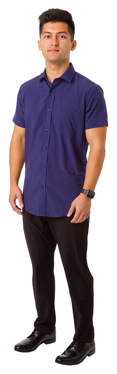 Phenom Classic Navy Blue Short Sleeve Men&#39;s Dress Shirt