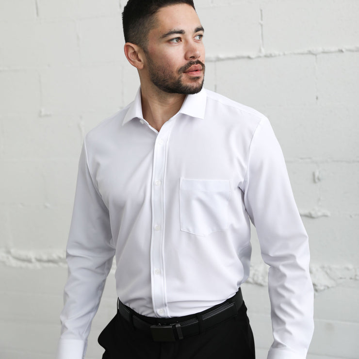 TRUWEAR Phenom Classic White Long Sleeve Men's Dress Shirt