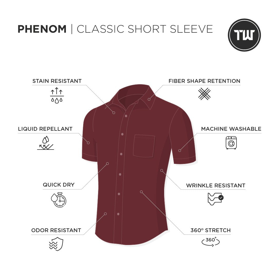 Phenom Classic Maroon Short Sleeve Dress Shirt