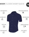 Phenom Classic Navy Blue Short Sleeve Men's Dress Shirt