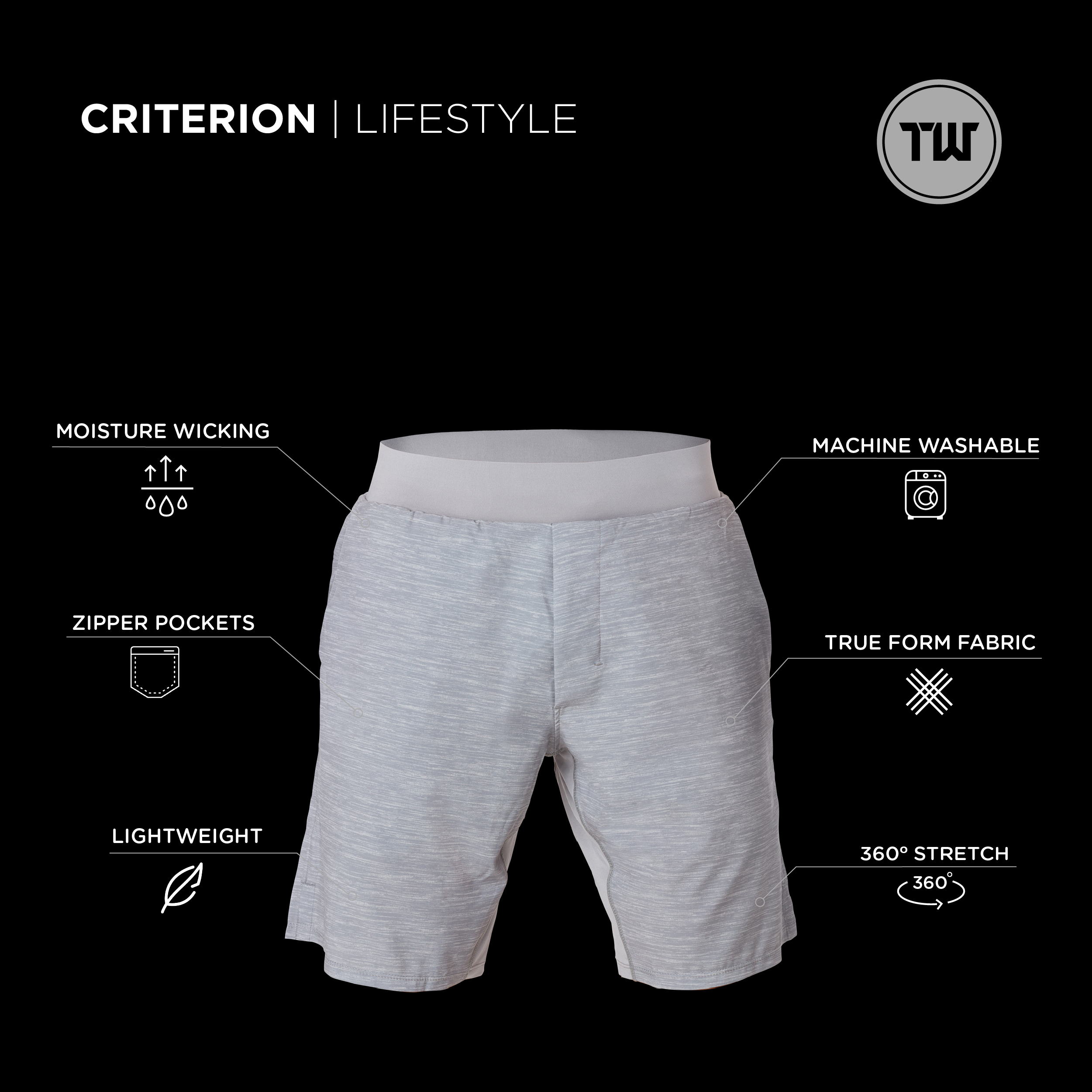 Criterion Lifestyle Heather Grey Performance Workout Short